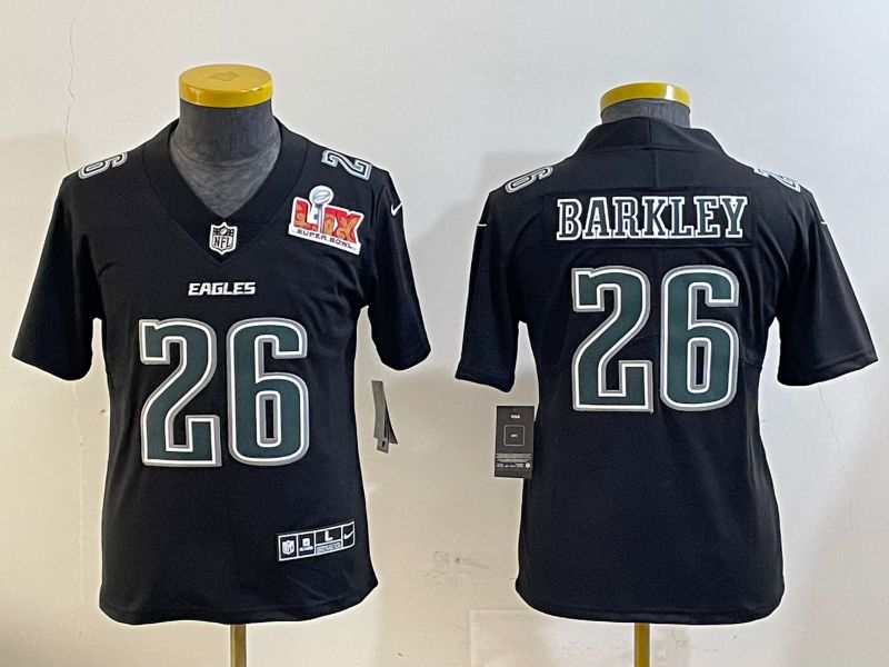 Youth Philadelphia Eagles 26 Barkley Black Fashion 2025 Nike Limited NFL Jersey style 1